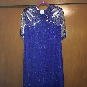 Blue sequined formal mid length.